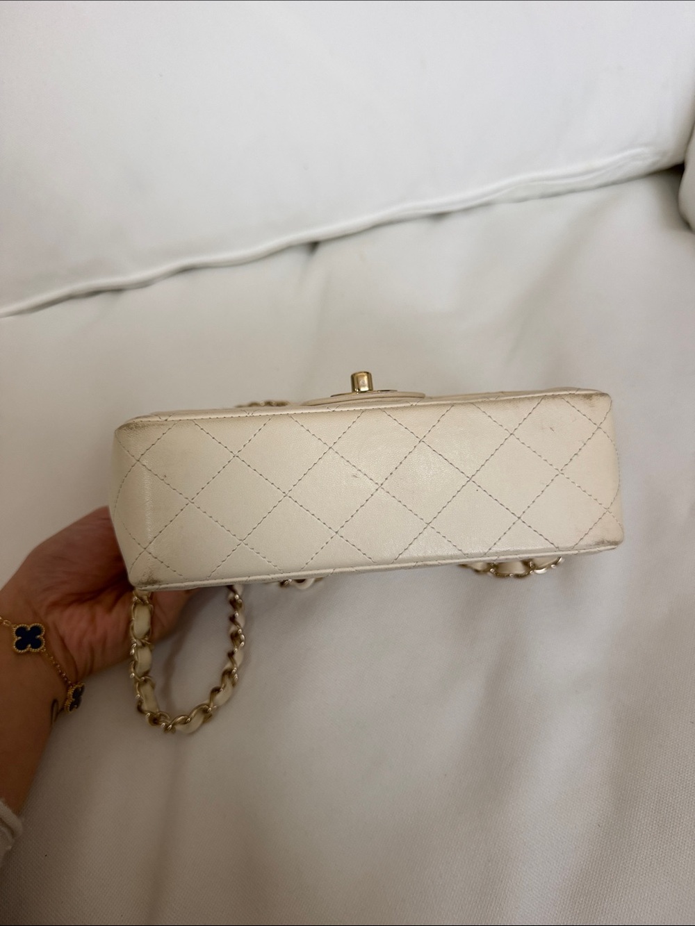 CHANEL White Mini Classic Flap Lambskin - Picture 13 of 16